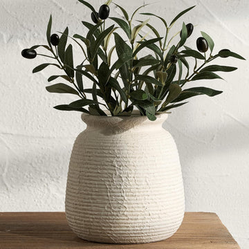 Ceramic Flower Vases Home Decor, Rustic Farmhouse Decorative Vase Pottery Wide-Mouth Vases