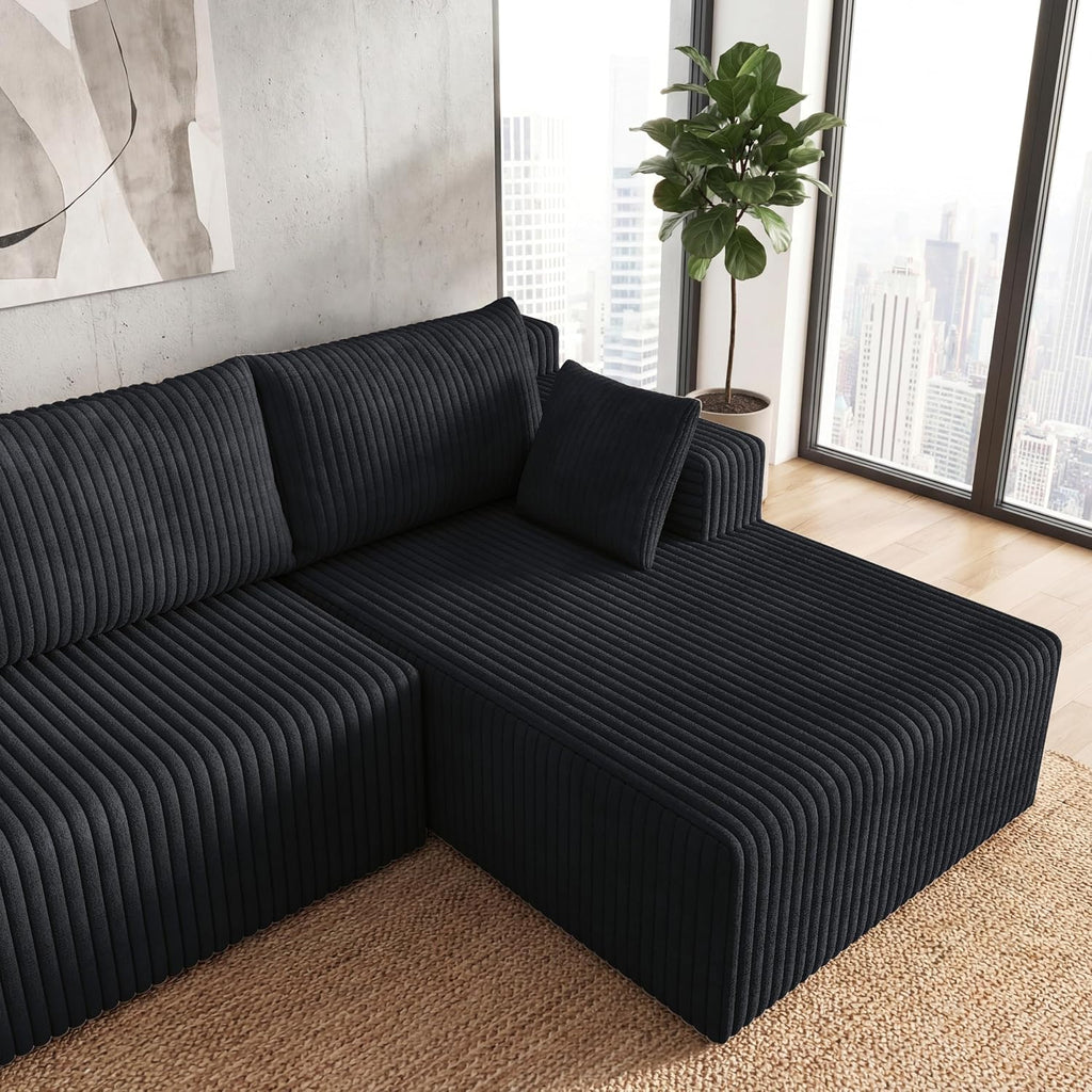 124 Inch Oversized Boneless Sectional Sofa Cloud Couch - Symmetrical U Shaped Modular Couches Set with Double Chaise