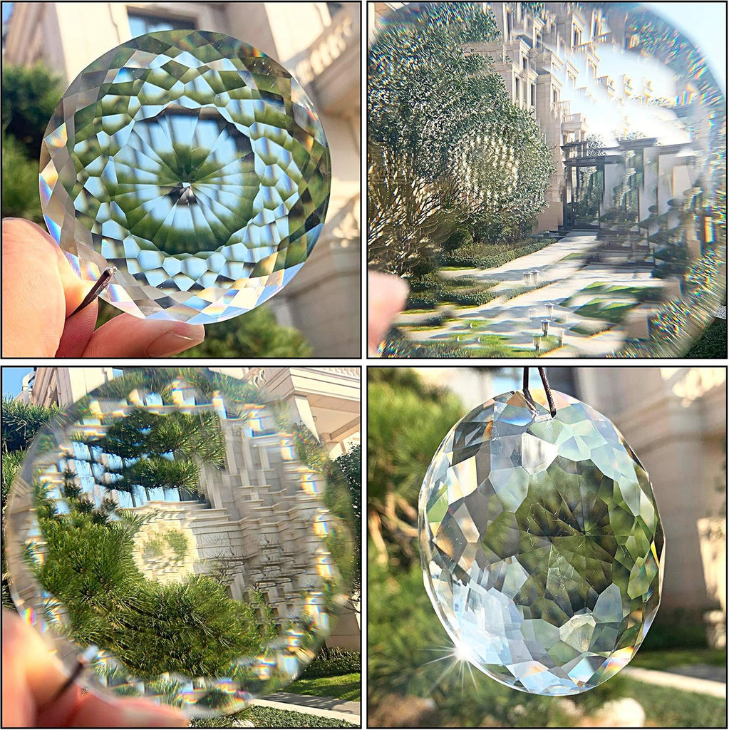 75mm Large Prism Hanging Crystal Suncatcher Clear Sun Catcher Indoor Window - Crystal Flower of Life Prisms