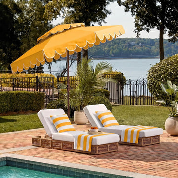 9ft Round Double-Top Patio Umbrella with Crank Lift & UV Protection - Yellow