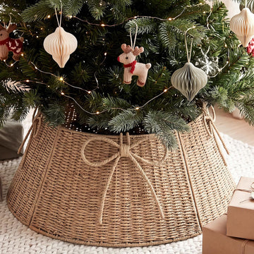 28 Inch Christmas Tree Collar Wicker Tree Skirt Stand Base
