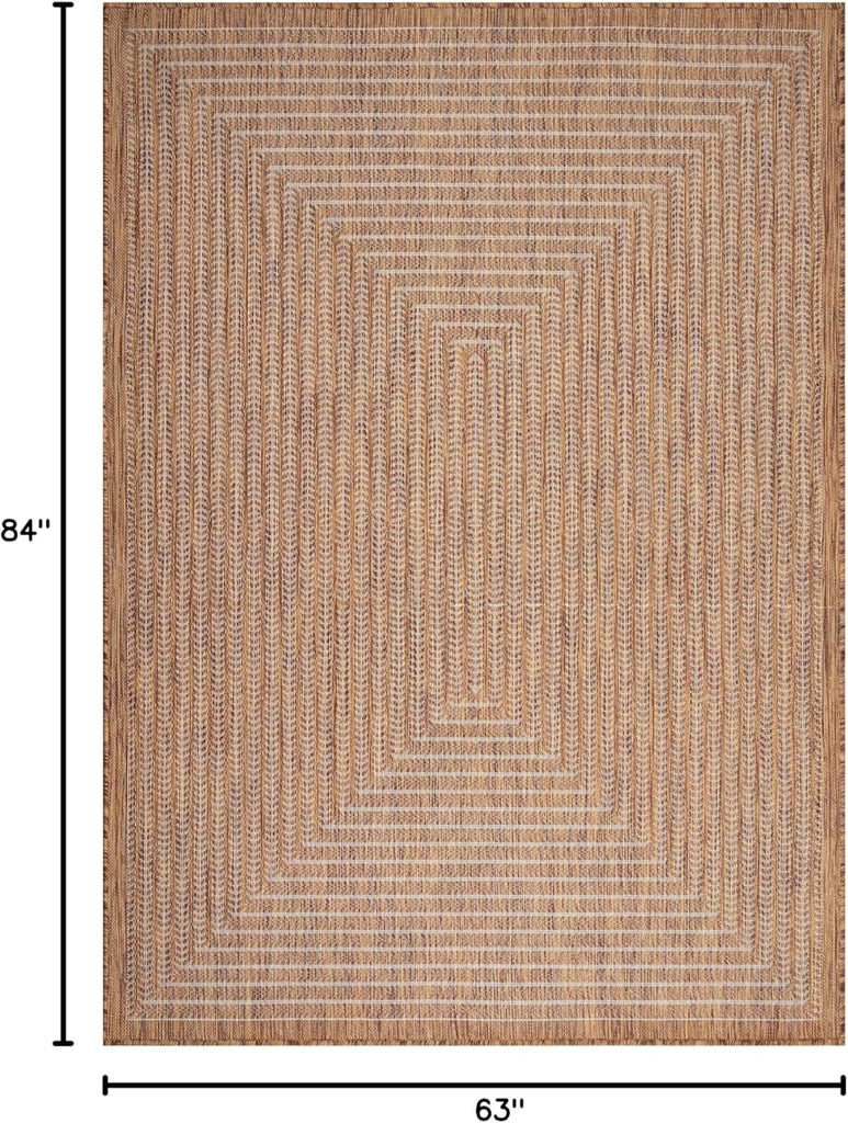 Outdoor Indoor Area Rug, Weather Resistant, Easy to Clean, Stain Resistant Floor Mat (Wooden, 5' x 7')