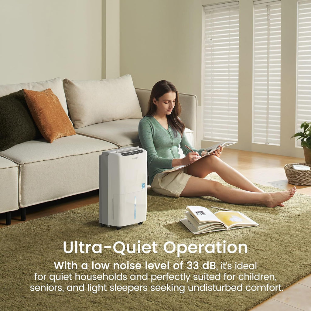 2000 Sq. Ft 34 Pints 2025 Most Efficient Energy Star Dehumidifier for Home and Basement with Auto or Manual Drainage