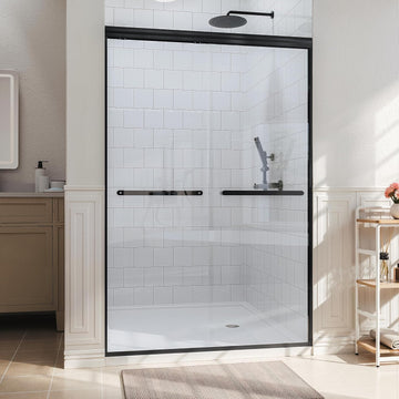 Shower Door 44-48'' W x 72'' H Semi-Frameless Bypasss Bathroom Glass Shower Double Sliding Doors