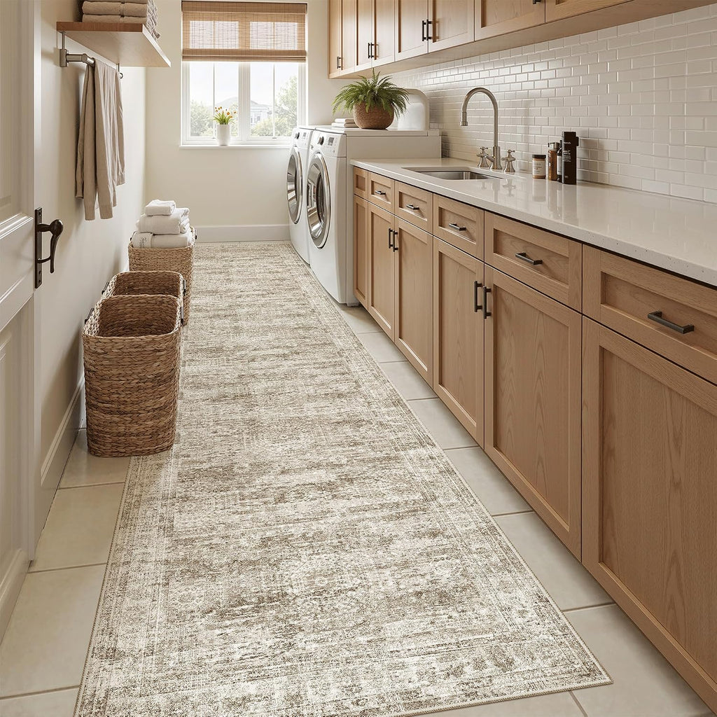 Hallway Runner Rug 2'6"x10' Non-Slip Runners Brown
