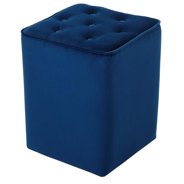 Square Tufted Velvet Ottoman Foot Rest - 14x17.5" Small Foot Stool with Padding - Upholstered Padded Footrest