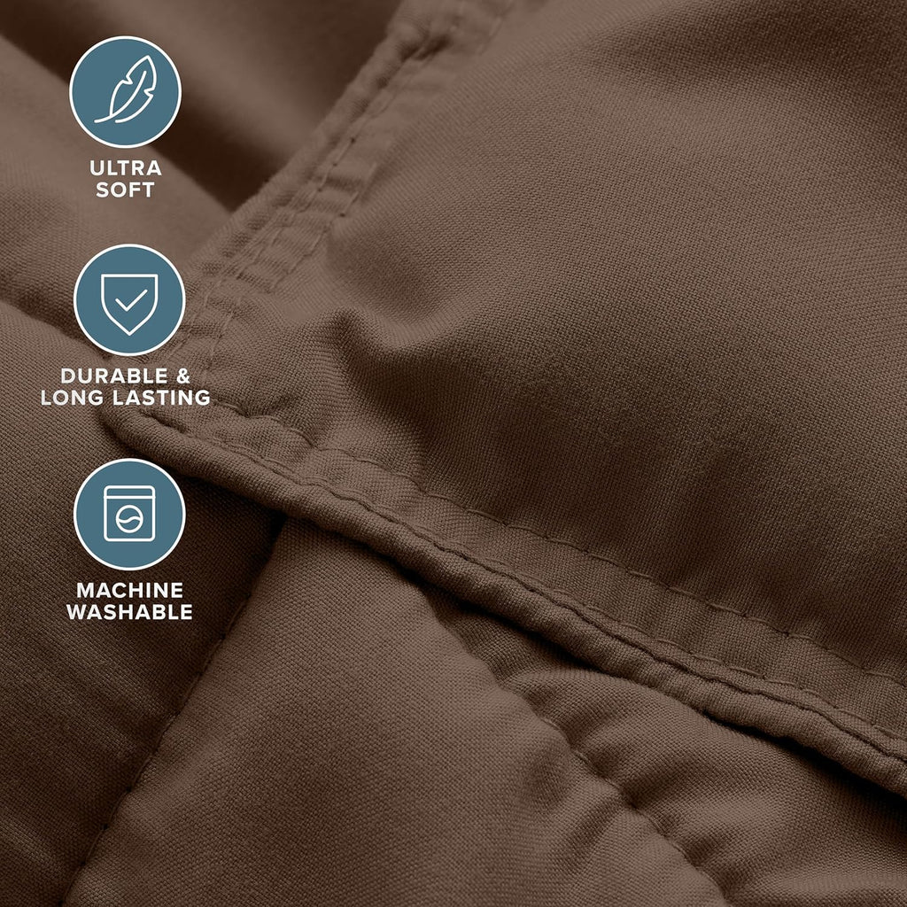 Comforter Set - Ultra-Soft - Goose Down Alternative - Premium 1800 Series - All Season Warmth (Cocoa)