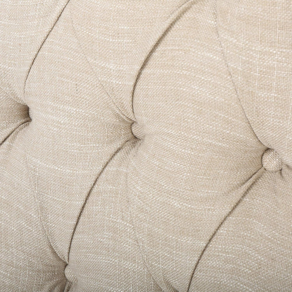 Elizabeth Tufted Fabric Recliner, Vintage Reclining Reading Armchair, Light Beige