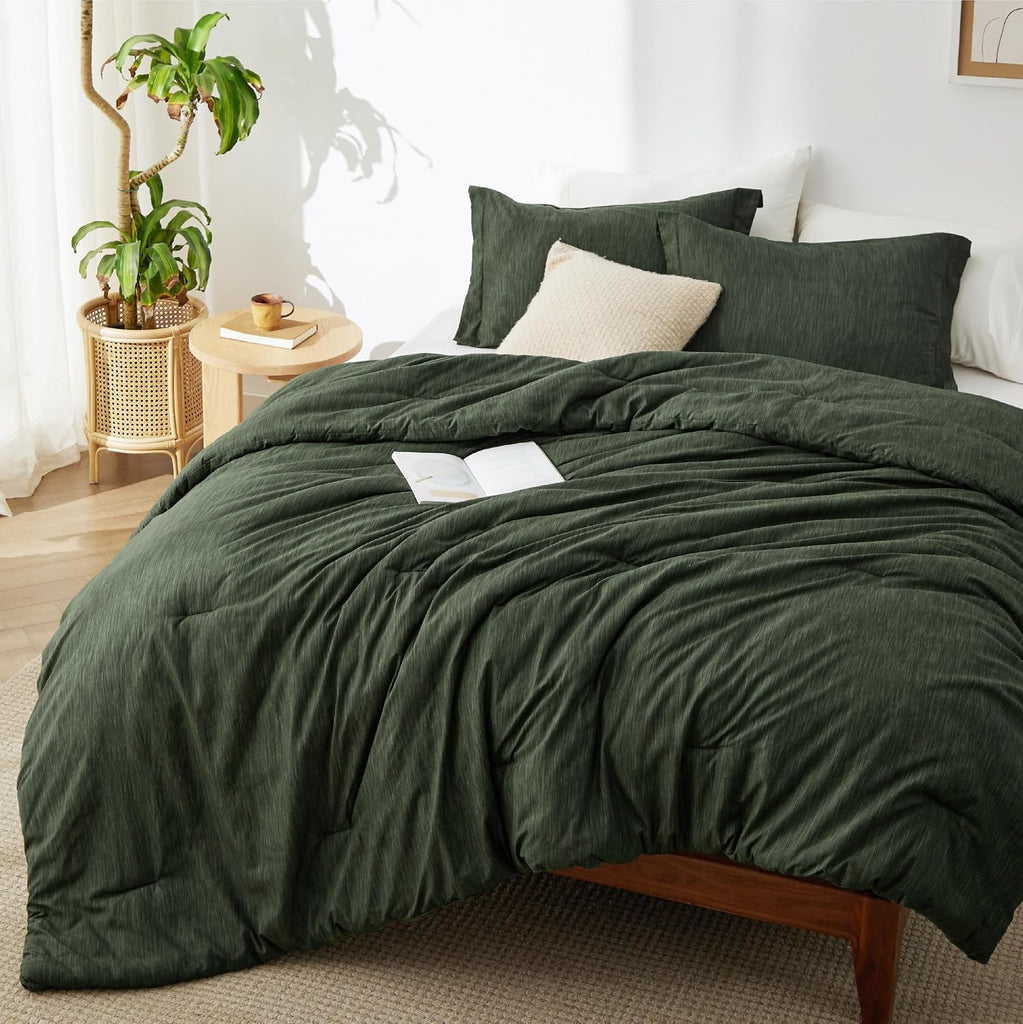 Green Queen Comforter Set, Soft Cationic Dyed Bedding Set 3 Pcs - Set of 3