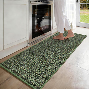Kitchen Runner Rugs 17"x71", Kitchen Mats for Floor, Green