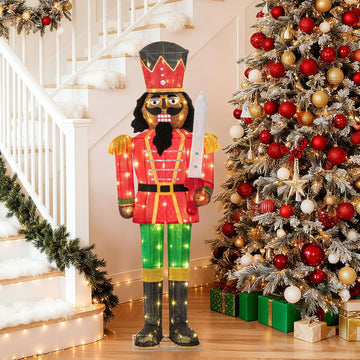 5 FT Lighted Christmas Nutcracker with Glitter Sword, 3D Soldier