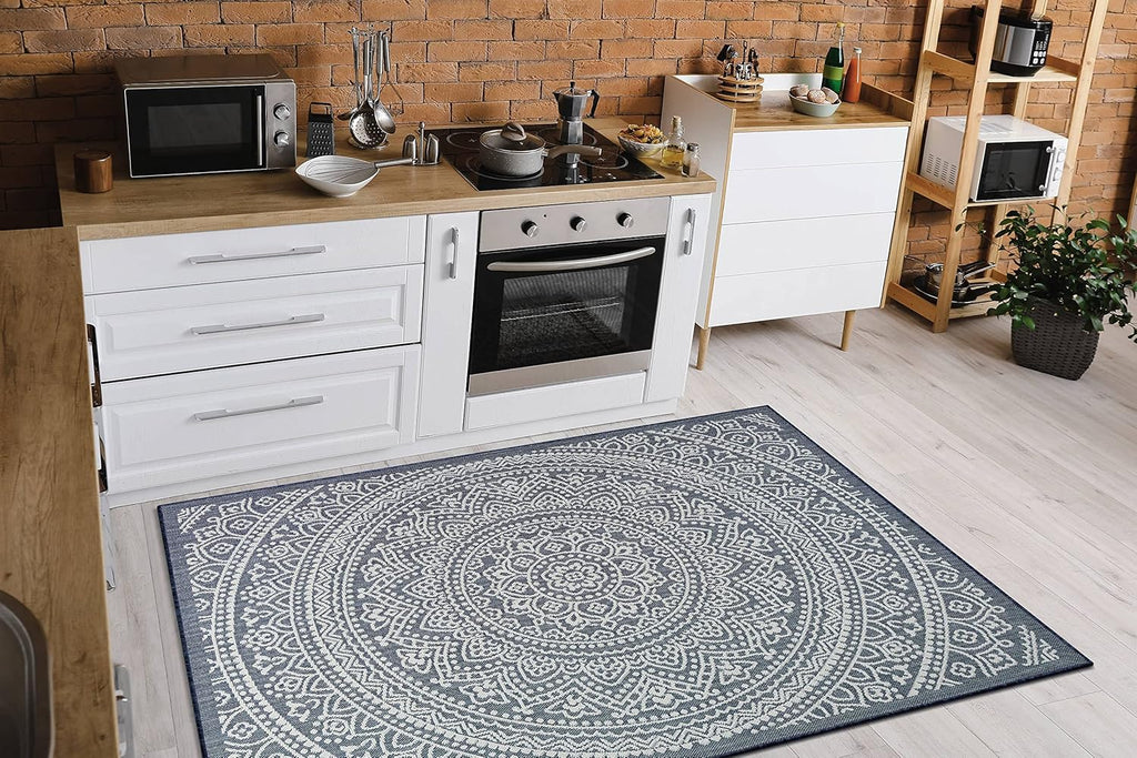 Outdoor Indoor Area Rug, Weather Resistant, Easy to Clean, Stain Resistant Floor Mat for Dining Room