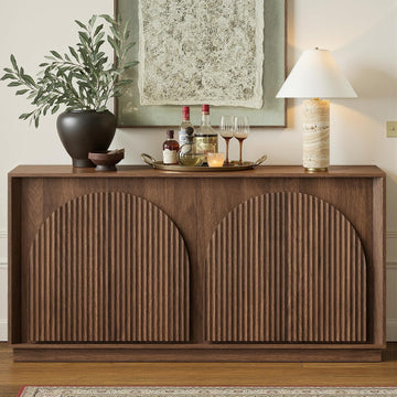 65" Sideboard Buffet Cabinet with Storage, Modular Credenza, Walnut | Modern Accent Cabinet for Living Dining Room