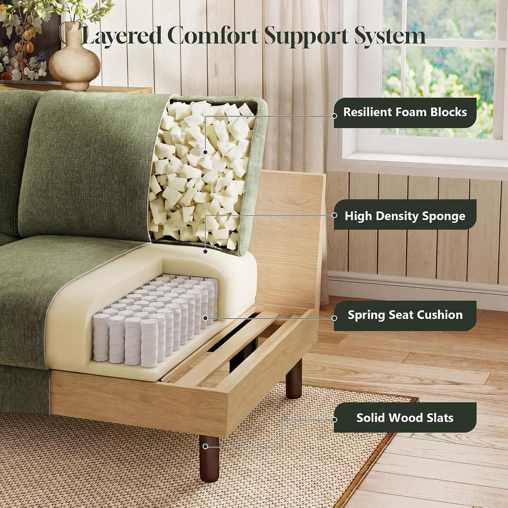 68" Loveseat Sofa, Comfy Chenille Fabric Couches with Spring Cushion and Solid Wood Frame, Modern Deep Seat Couch