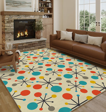 Retro Area Rug Bedroom Dining Room, Yellow