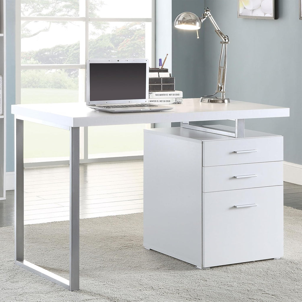 Coaster Home Furnishings Brennan Modern Contemporary Home Office 3-Drawer Writing Desk with Drawers Computer Desk