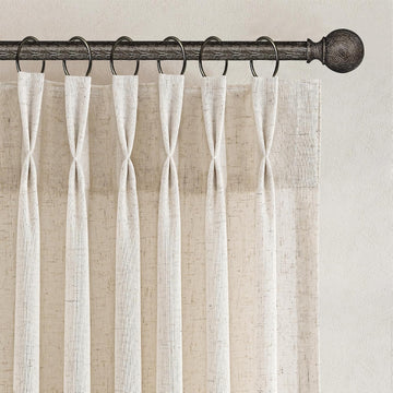 Linen Pinch Pleated Curtains Beige
