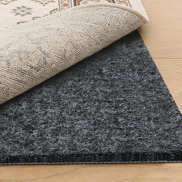 9x12 Ft Non Slip Rug Pad, Dual Surface Felt and Rubber Gripper Backing, 1/4 inch Thick Carpet Liner for Hardwood - Set of 108