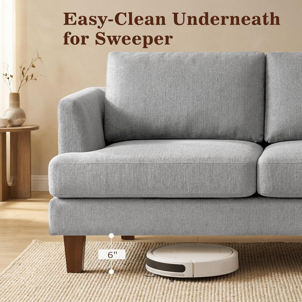 Mid Century Modern Couches , 89" Comfy Grey Couch Sofa with 3-Seater Deep Seats, Upholstered Sofas Apartment