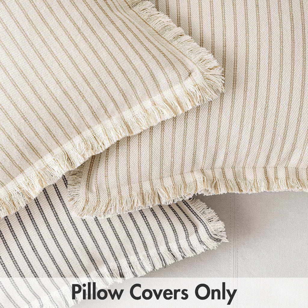Gray Striped Decorative Throw Pillow Covers, 18x18