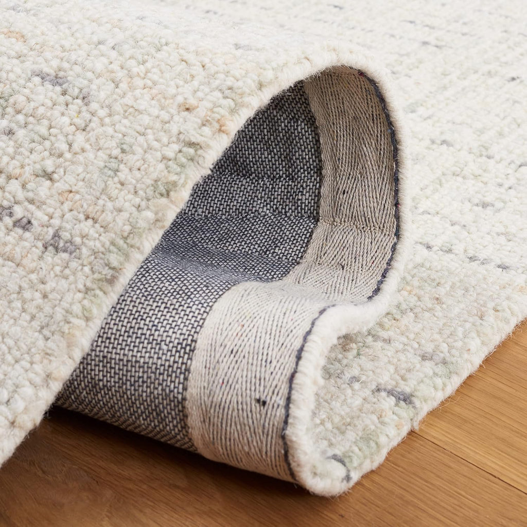 Abstract Area Rug - 10' x 14', Ivory & Light Grey, Handmade Wool