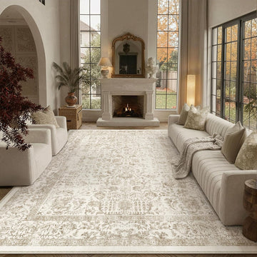 Light Brown Area Rug 9x12 Vintage Floral