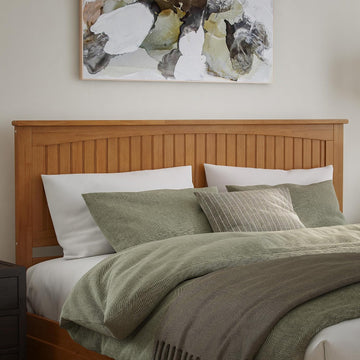 King Solid Wood Panel Headboard, Light Toffee