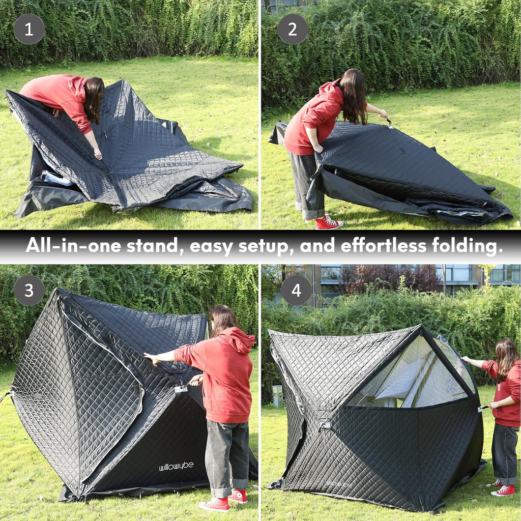 Outdoor Sauna Tent Pro - 4-Person, All-Weather, Insulated, Solid, Panoramic View, Easy Setup