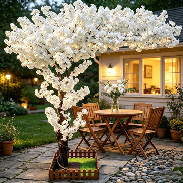 6.7FT Artificial White Cherry Blossom Tree, Faux Sakura Indoor Decor