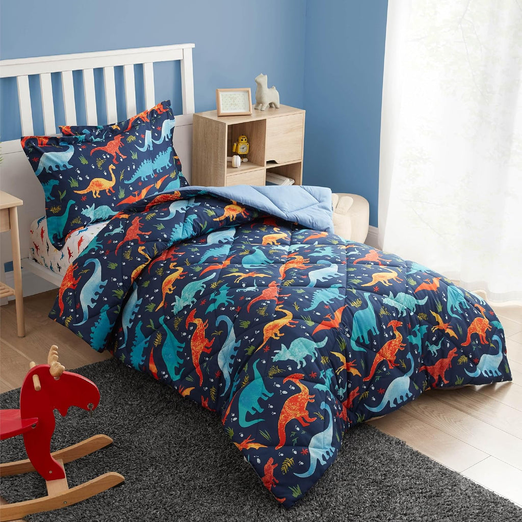 Dinosaur Kids Bedding Set for Boys, 2 Pieces Dinosaur Kids Comforter Sets for Boys, Super Soft Lightweight