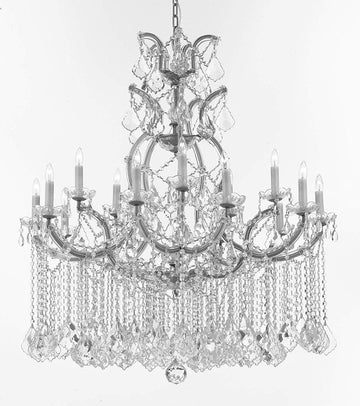 Maria Theresa Chandelier Crystal Lighting Chandeliers Lights Fixture Ceiling Lamp for Dining Room, Entryway, Living Room H 42" W 37" - A500-B112/SILVER/21510/15+1
