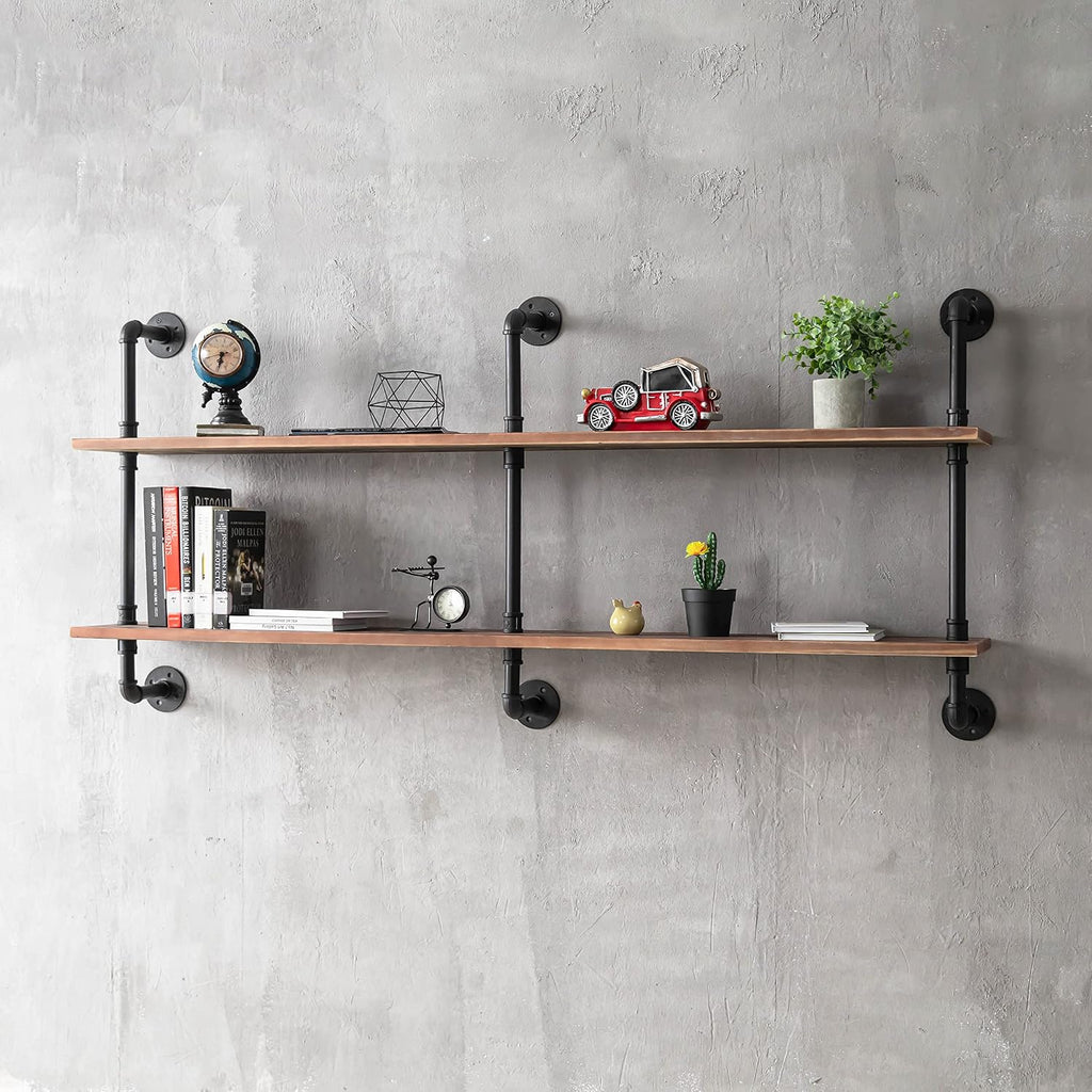 Floating Shelves for Wall Laundry Room Shelves Bookshelf Industrial Pipe Shelving Shelf Real Wood Planks 60 inch