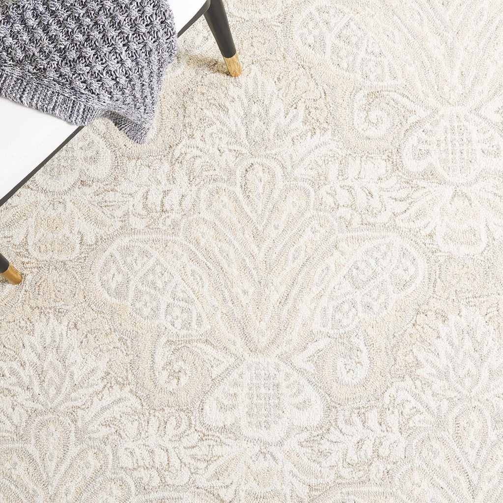 Micro-Loop Area Rug - 10' x 14', Beige, Handmade Wool