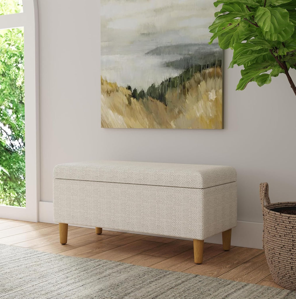 Malmo 36" Storage Bench - Cream Chevron Woven