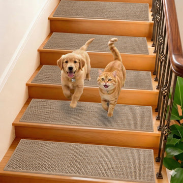 Linen Stair Treads for Wooden Steps Indoor 36x9 Inch, 15 Pcs