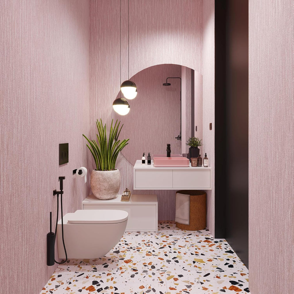 Grasscloth Textured Peel and Stick Wallpaper,Pink,24"x394" | Thickened,Self-Adhesive,Vinyl,LinenEmbossed,Contact