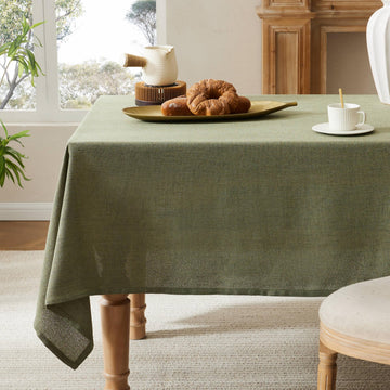 Farmhouse Linen Rectangular Tablecloth, Olive 60x120 Inch