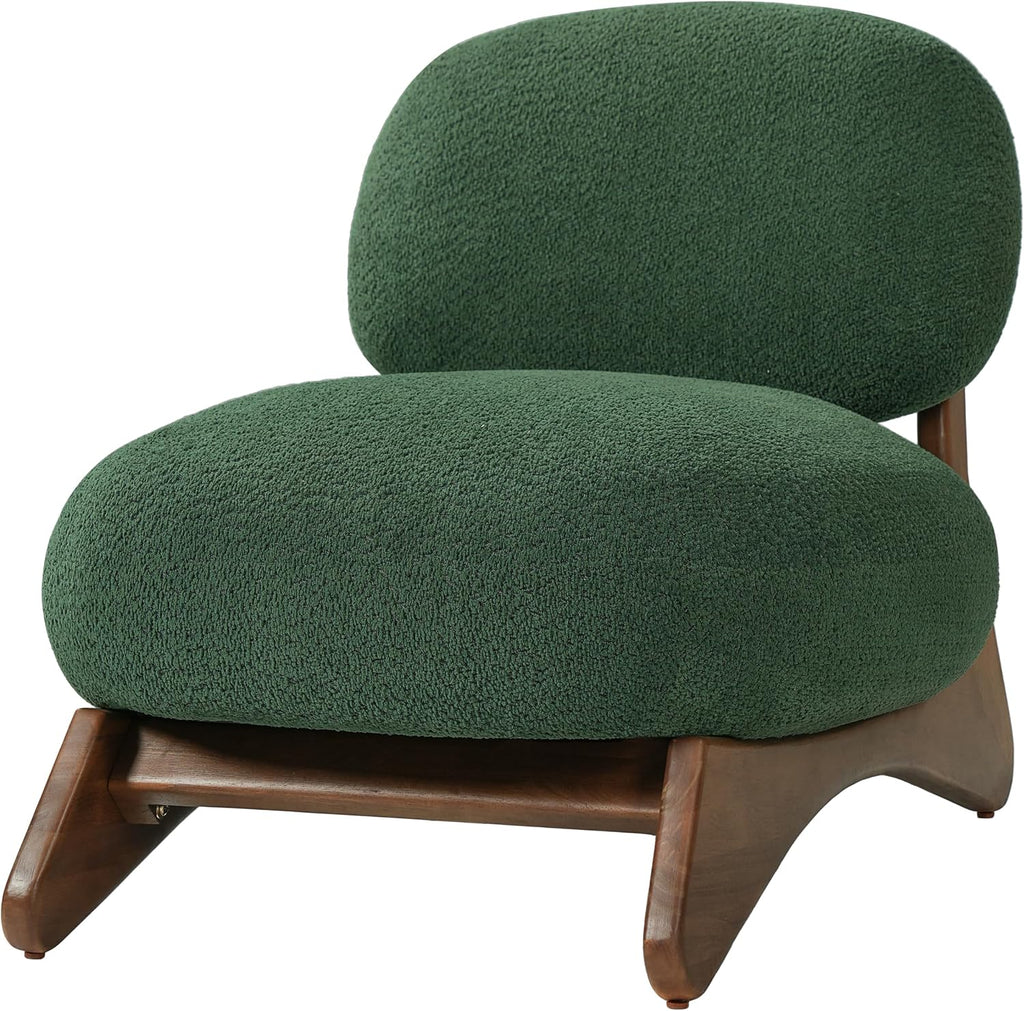 Dina Low Profile Modern Accent Chair, Upholstered Lounge Chair Indoor, Single Sofa Chair with Wooden Frame & Thick