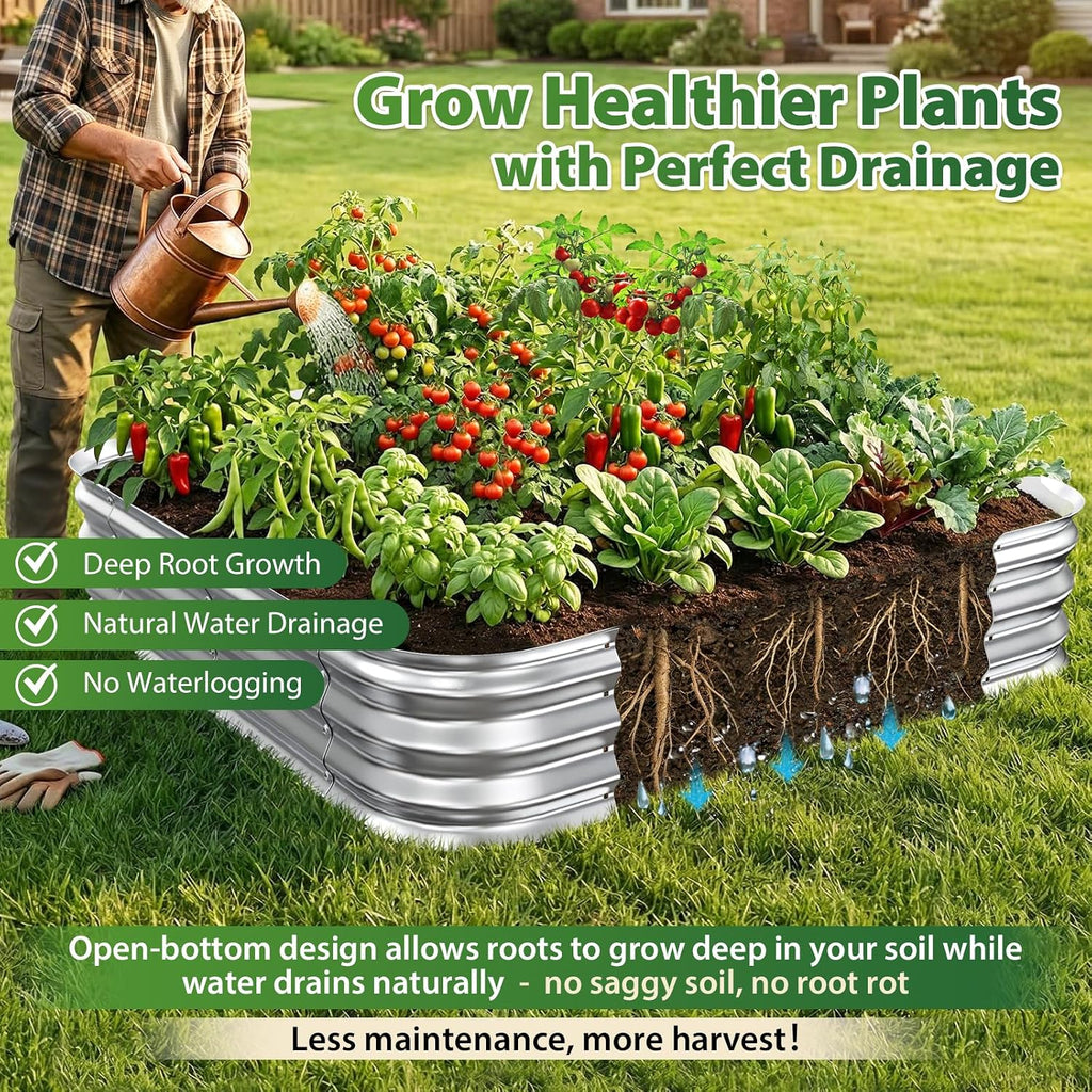 Square Galvanized Raised Garden Bed 4x4 ft - Heavy Duty Metal Planter Box for Vegetables & Flowers,Herb- 12" Deep