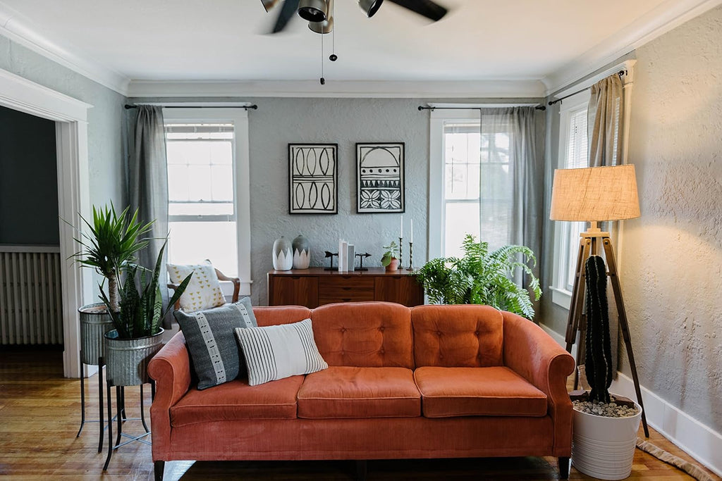 Tripod Style Wood Floor Lamp with Drum Shade