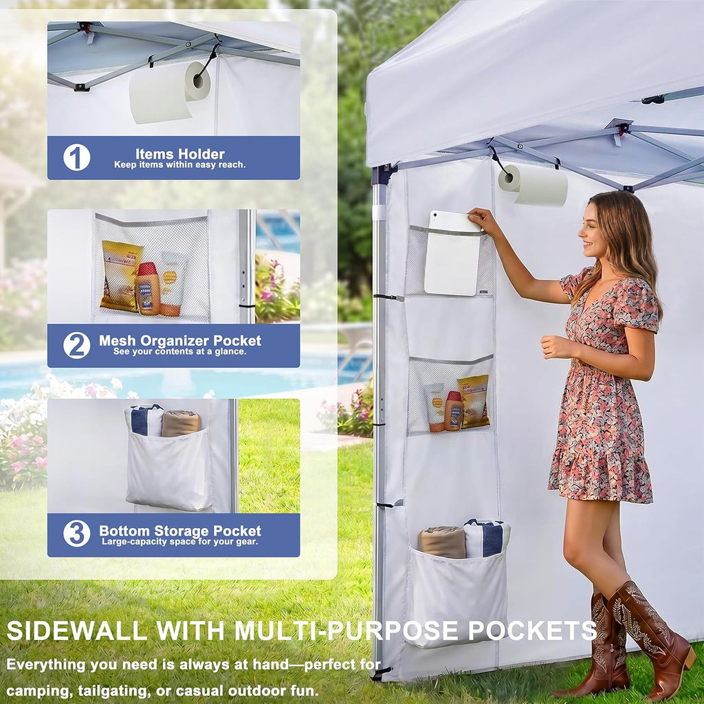10x10 Pop Up Canopy with Sidewalls, Heavy Duty Instant Canopy Tent for Parties, Events, Camping, One Person Setup