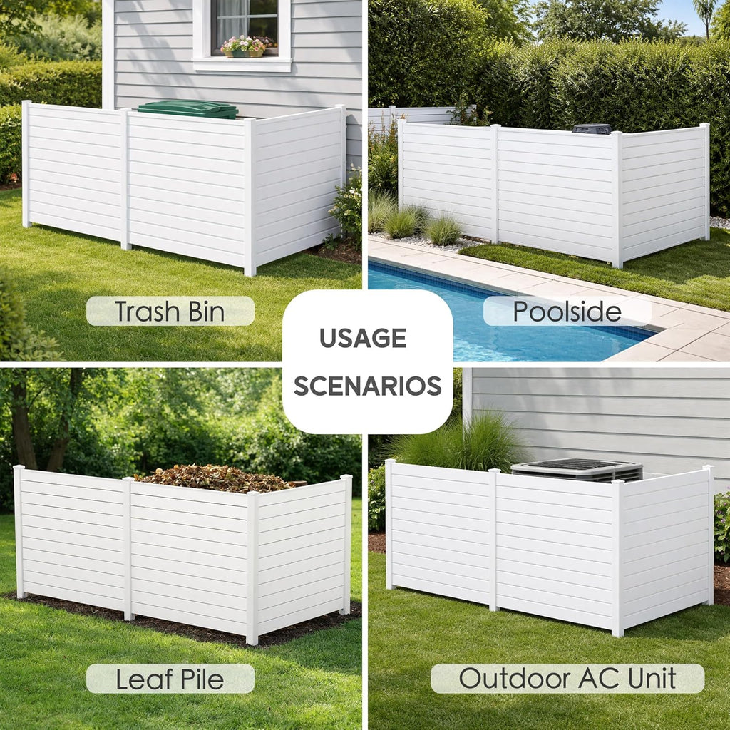 50" W x 48" H Outdoor Privacy Screen with Aluminum Posts, Air Conditioner Fence Panels, Pool Equipment Enclosure