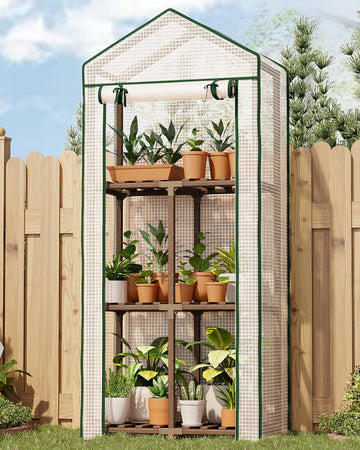 3-Tier Wooden Greenhouse 54" Tall Portable Green House