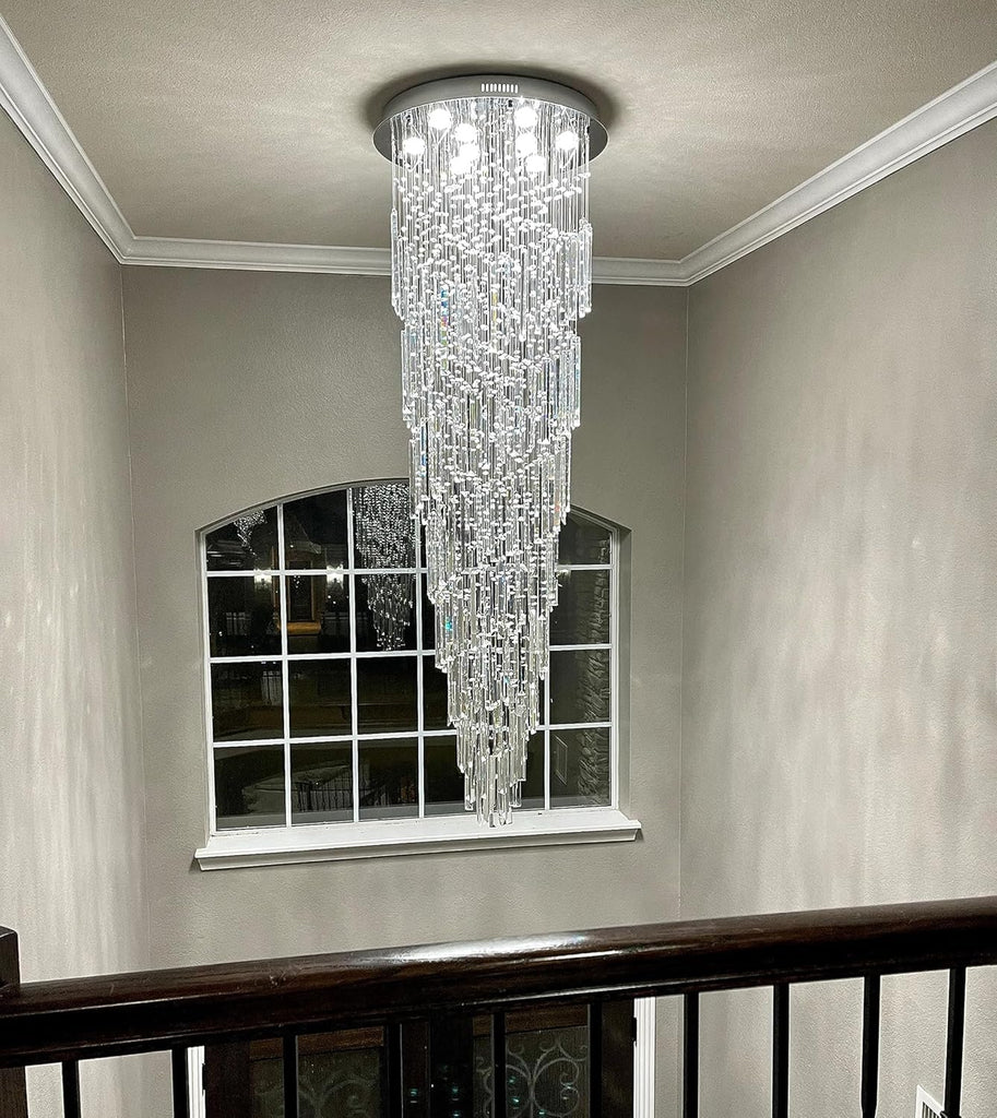 75" H Crystals Chandeliers for High Ceiling Room Light Modern Crystals Chandeliers Living Room Decor Light Fixture Crystal Chandelier Staircase Storey Foyer Chandeliers LED Blubs Included A100-B091388CY1
