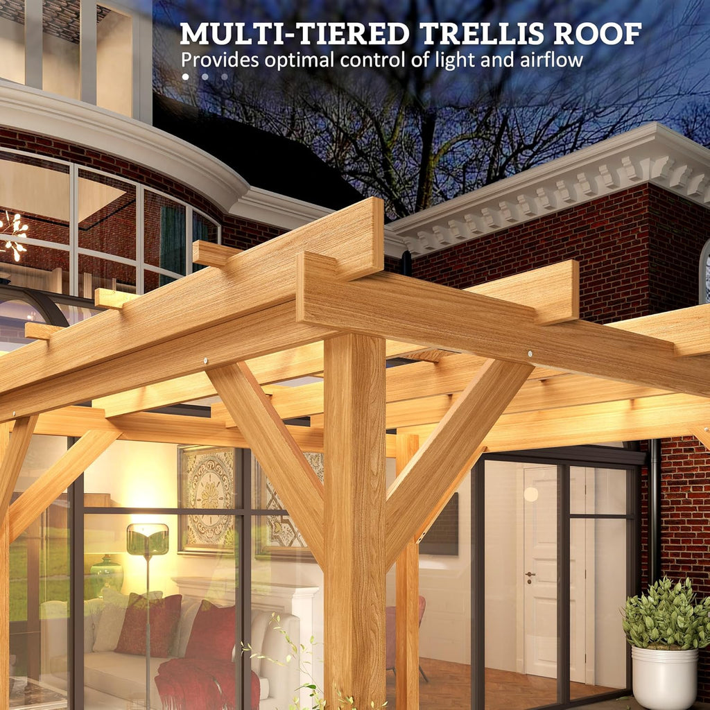 6.6' x 6.6' Outdoor Pergola with Stable Structure and Concrete Anchors