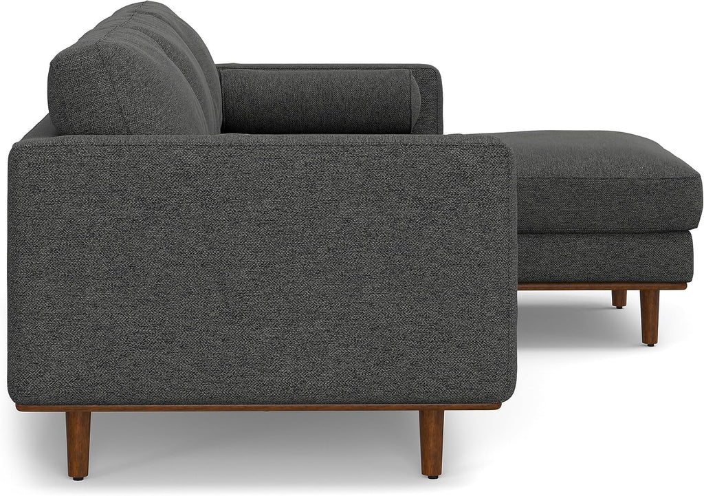 Morrison Right Sectional Sofa in Woven-Blend Recycled Polyester Fabric, Charcoal Grey, 102-inches Wide, L-Shaped
