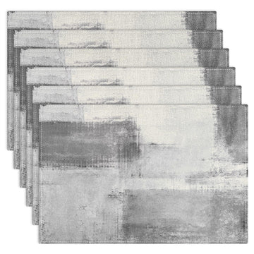 Farmhouse Placemats Set of 6, 12x18 Inch, Grey Minimalist Grunge