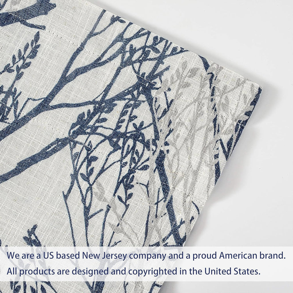 Tree Branch Linen Lined Valance Double Layer Thermal Insulated Room Darkening Blackout Valances 3 Inch Rod Pocket