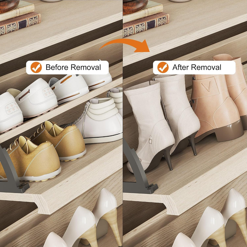 Shoe Cabinet, 6 Flip Drawers, Narrow Freestanding Shoe Organizer with Adjustable and Removable Shelves, Modern Wooden