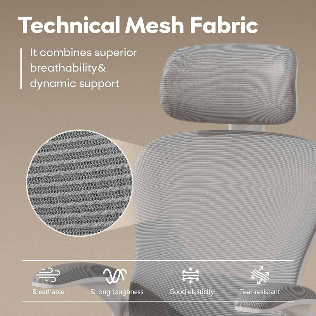 Ergonomic M903, Computer Desk Chair | High Back Mesh with Adjustable Lumbar Support, Headrest, Flip-Up Armrests